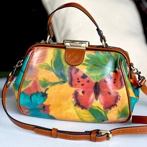 PATRICIA NASH Gracchi Watercolor butterfly collection satchel crossbody strap